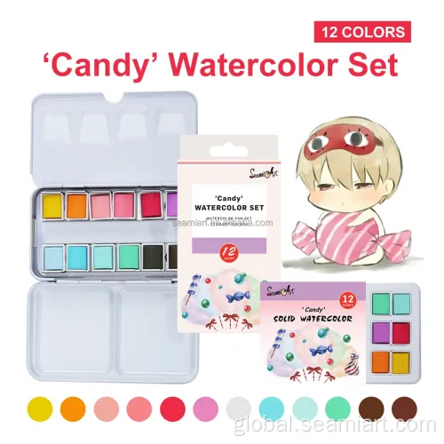 Solid Watercolor Artist Paint Set 12pcs/set Candy color solid watercolor artist paint set Supplier